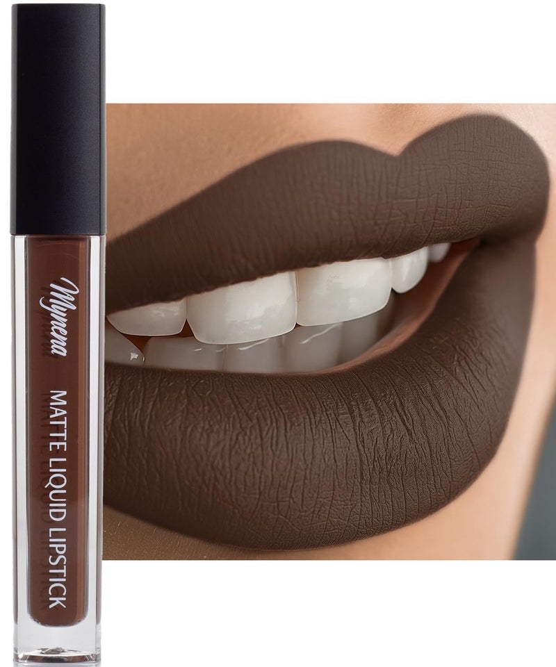Mynena Brown Long Lasting Lipstick for Women Waterproof & Transfer-Proof | Hydrating with Shea Butter | Bold Pigment Intense Matte Color Lip Stain | Talc-Free & Vegan Product that Performs | Cyndia - Image 1
