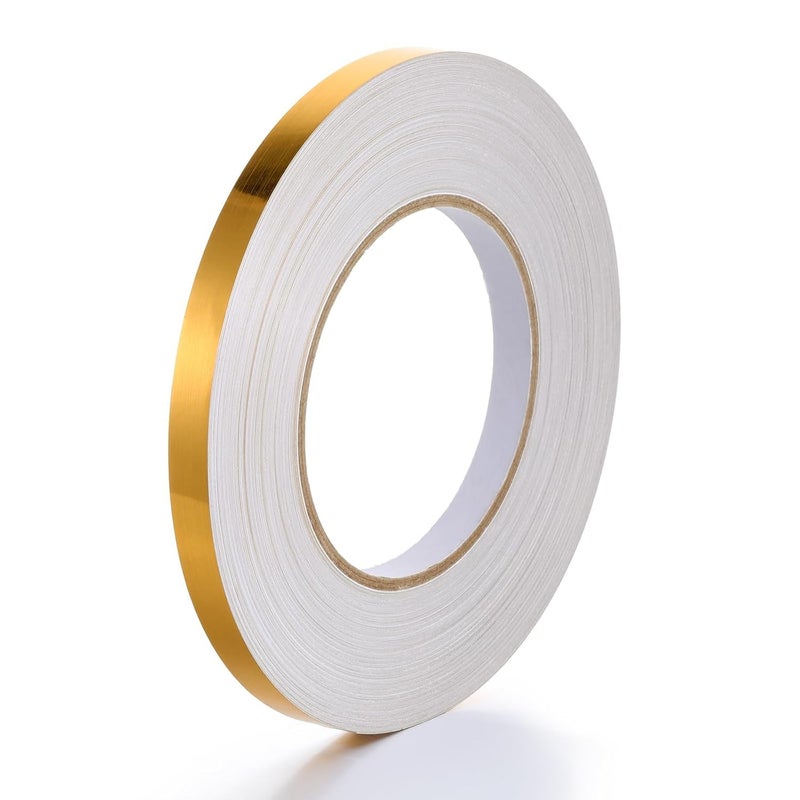 PRIVAC Golden Tape (1CM x 50M) Self-Adhesive Tiles Gap Foil Line Border Tape| Mirror Finish| DIY Craft| Decorative Floor Sealing Strip, Seam Sticker, Golden Patti for Home, Wall, Ceiling, Cabinet. - Image 1