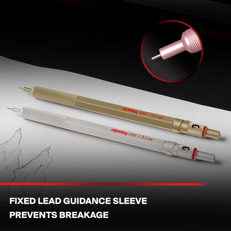 Rotring ROTTLING Mechanical Pencil Rose Gold 600 2158794 0.5mm rOtring Mechanical Pencil Fine Writing Stationery German Drafting Pen Professional Ballpoint Pen - Image 5