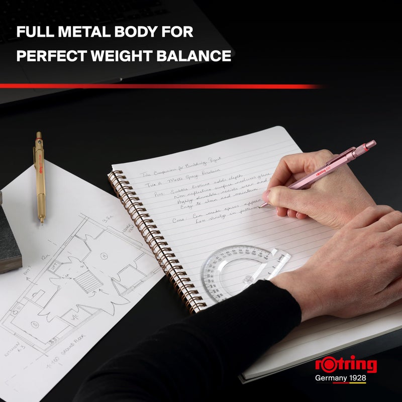 Rotring ROTTLING Mechanical Pencil Rose Gold 600 2158794 0.5mm rOtring Mechanical Pencil Fine Writing Stationery German Drafting Pen Professional Ballpoint Pen - Image 2
