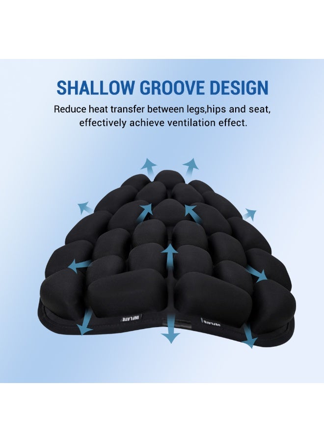 3D Motorcycle Air Seat Cushion, Pressure Relief Air Pad, Shock Absorbing Ventilation Motorcycle Air Seat Cover, Portable and Inflatable, Designed for Long Riding - Image 4