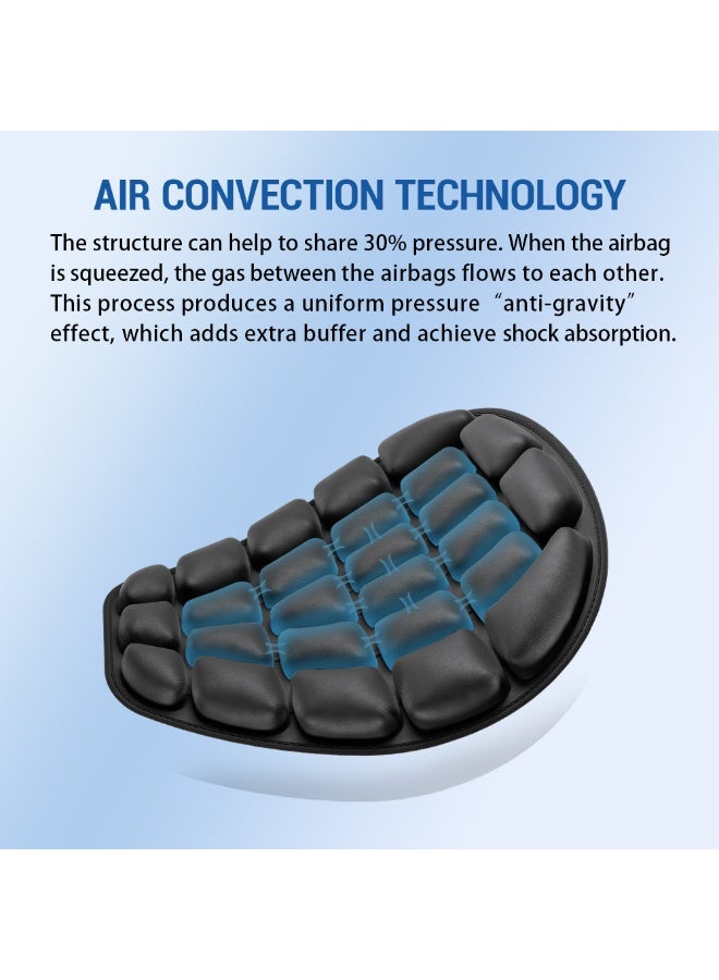 3D Motorcycle Air Seat Cushion, Pressure Relief Air Pad, Shock Absorbing Ventilation Motorcycle Air Seat Cover, Portable and Inflatable, Designed for Long Riding - Image 3