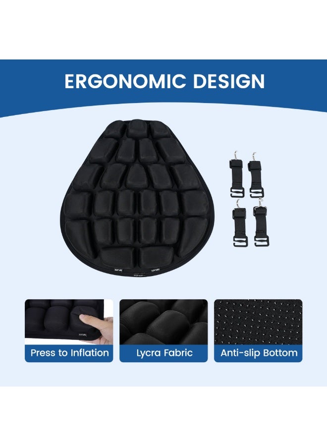 3D Motorcycle Air Seat Cushion, Pressure Relief Air Pad, Shock Absorbing Ventilation Motorcycle Air Seat Cover, Portable and Inflatable, Designed for Long Riding - Image 1