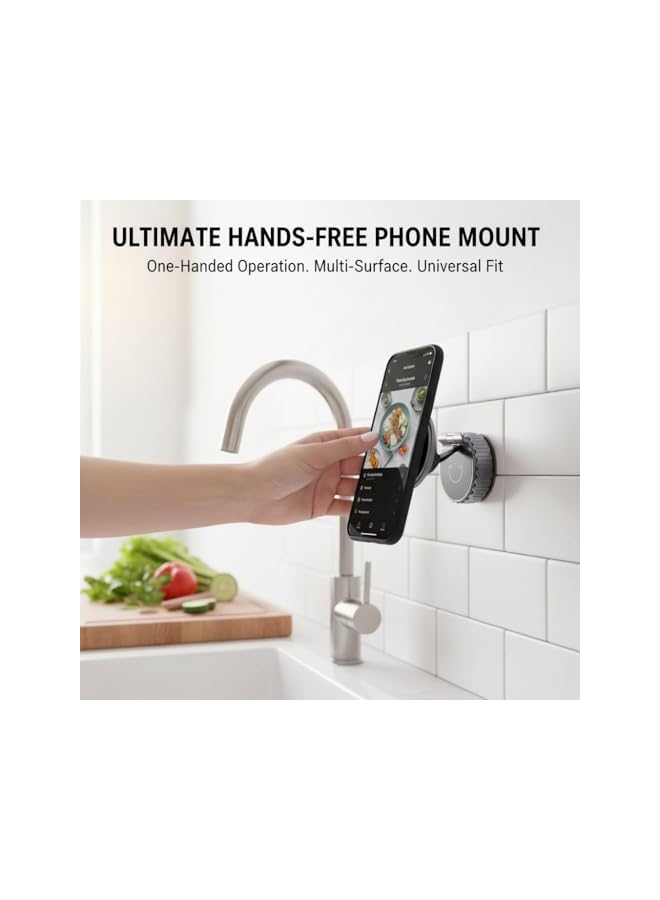 S-TOP Magnetic Phone Holder, Foldable Vacuum Suction Car Mount with Strong Grip, 360° Adjustable One-Hand Operation Stand Smartphones, Universal Dashboard Windshield Mount, Gym, Black - Image 4