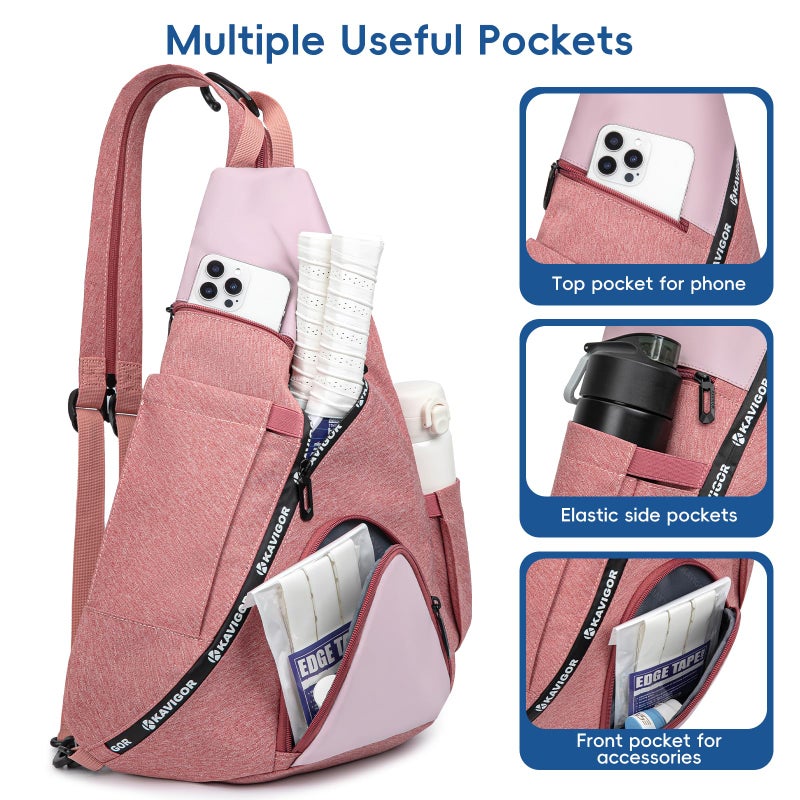 KAVIGOR Pickleball Bag, 7 Pockets & Upgraded Zippers, Lightweight Sling Bag with Detachable Strap & Water-Resistant Pocket - Image 2