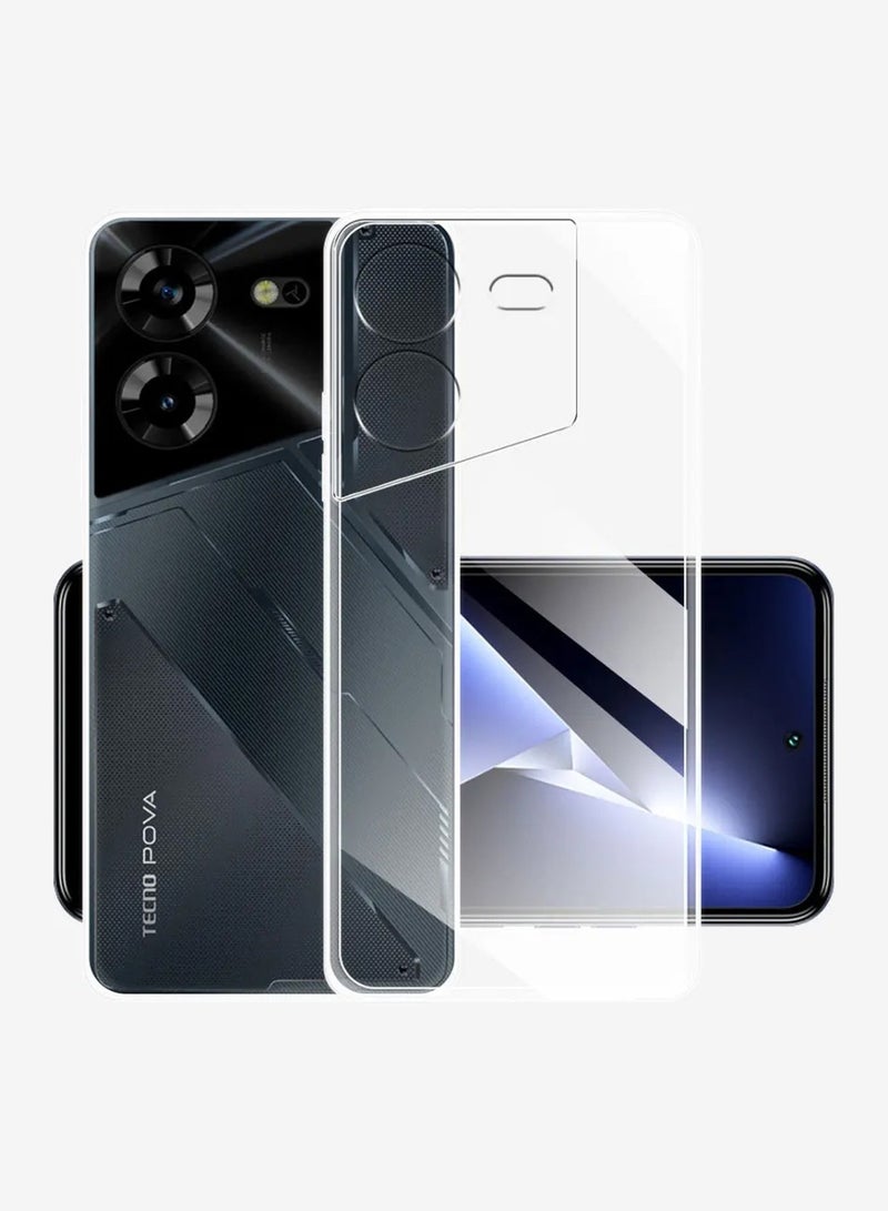 Techie Tecno Pova 5 TPU Soft Corner Ultra Slim Clear Case Shockproof Anti Fingerprint Transparent Protective Back Cover - Image 2
