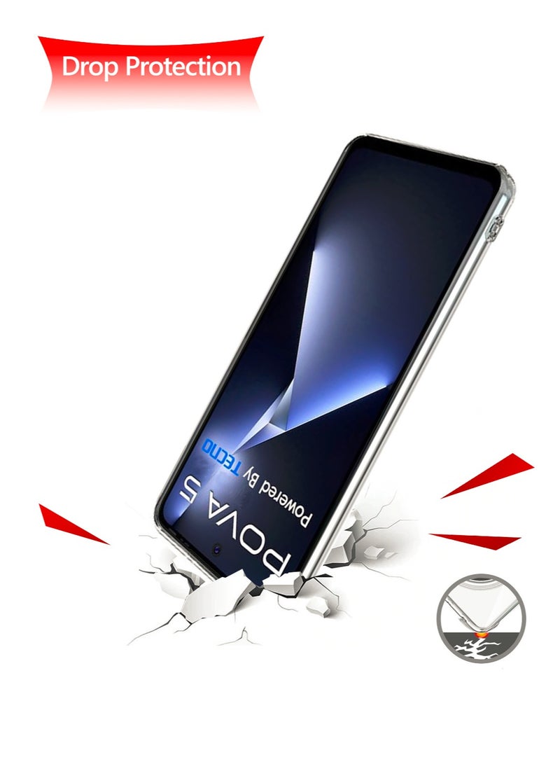 Techie Tecno Pova 5 TPU Soft Corner Ultra Slim Clear Case Shockproof Anti Fingerprint Transparent Protective Back Cover - Image 4