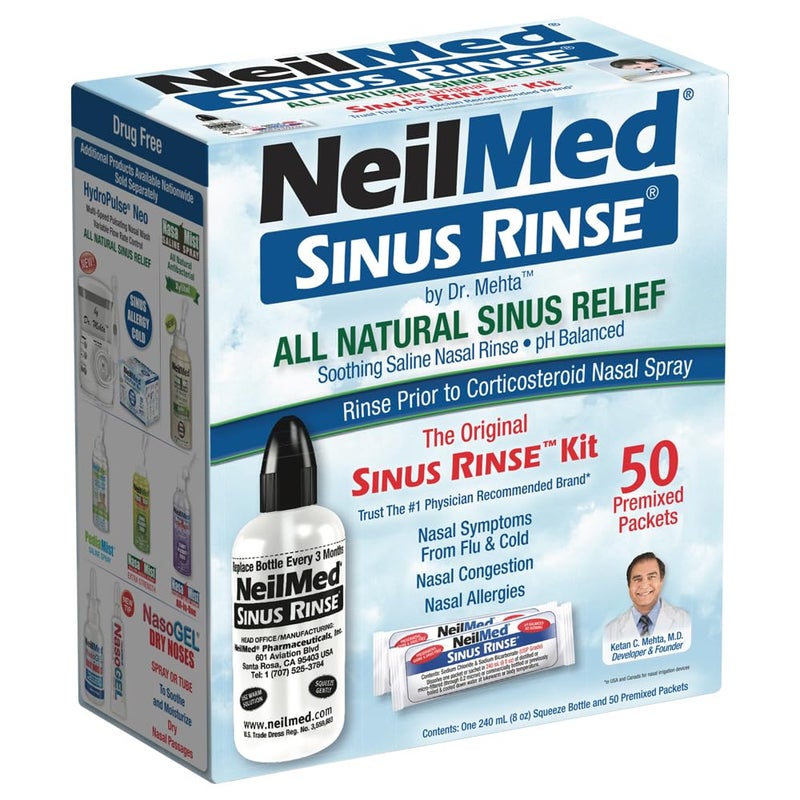 NeilMed نييل ميد شطف الجيوب الأنفية - مجموعة شطف الأنف الكاملة، 50 عدداً (عبوة من 1) - Image 1