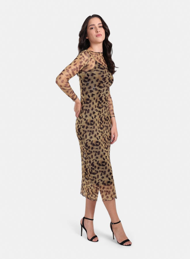 Clue Leopard Print Bodycon Dress - Image 3