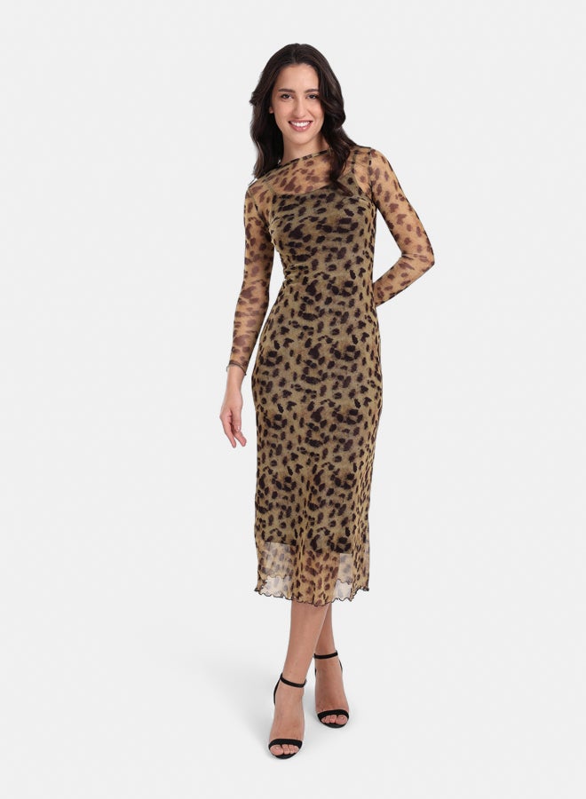 Clue Leopard Print Bodycon Dress - Image 1