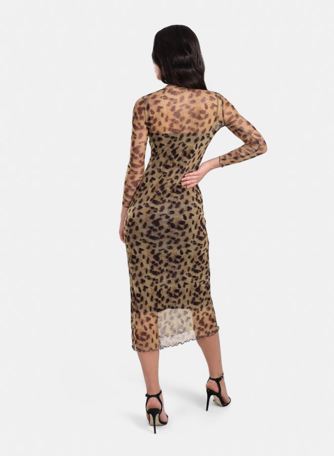 Clue Leopard Print Bodycon Dress - Image 4