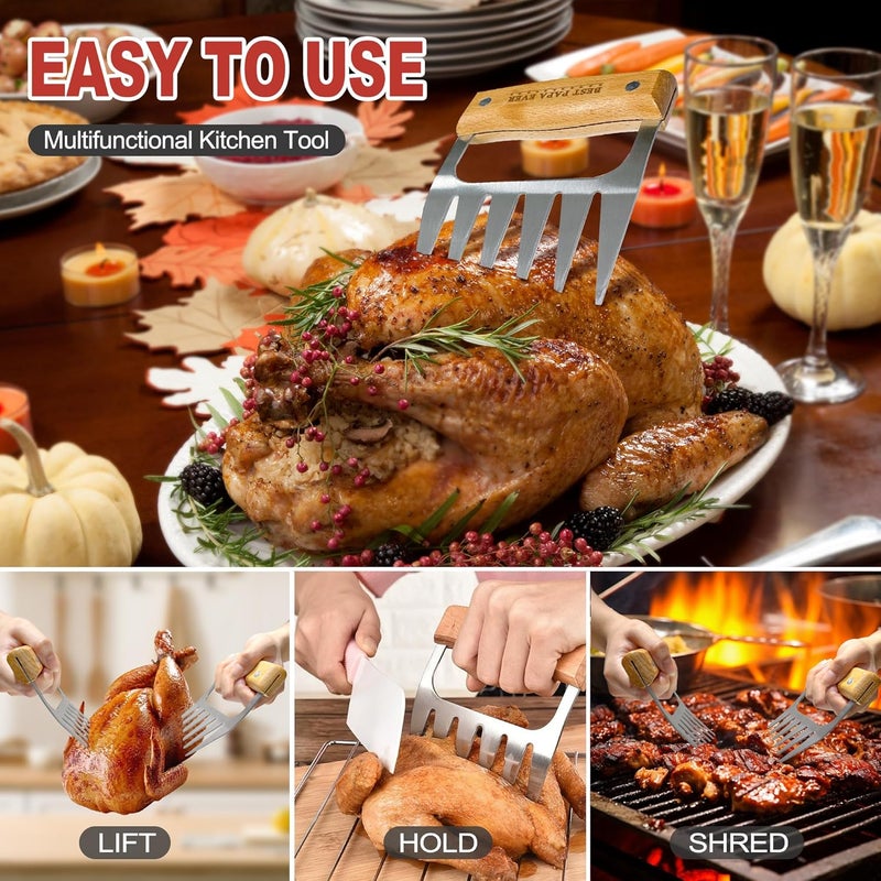 LEWARAN Papa Gifts, Fathers Day Papa Meat Claw Gifts from Grandkids, Meat Shredder Claws for Pork, Chicken BBQ Smoker Accessories for Outdoor Indoor Cooking Father's Day New Year Party - Image 4