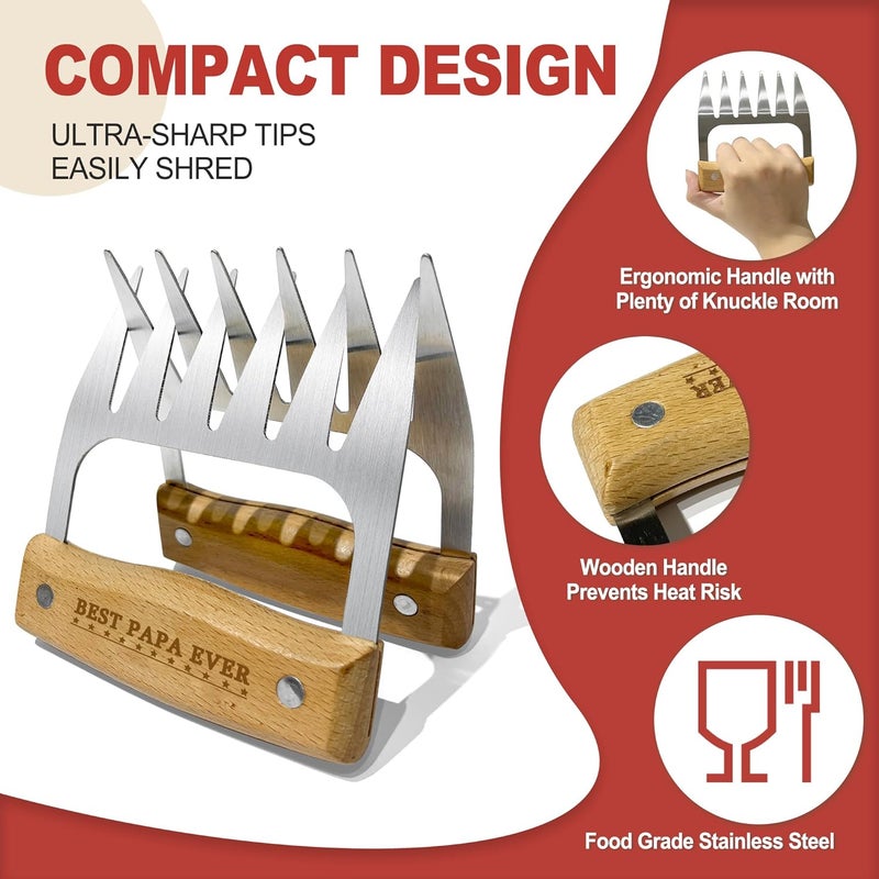 LEWARAN Papa Gifts, Fathers Day Papa Meat Claw Gifts from Grandkids, Meat Shredder Claws for Pork, Chicken BBQ Smoker Accessories for Outdoor Indoor Cooking Father's Day New Year Party - Image 2