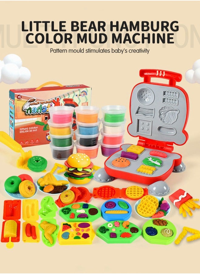 GROIC Play Food Toy with Clay for Kids Kitchen,  DIY Pretend Picnic Cooking Toy Accessories Birthday Gift, with Deluxe Packaging Box Colors Children 12 Clays and 30 Tools Models  - Image 2