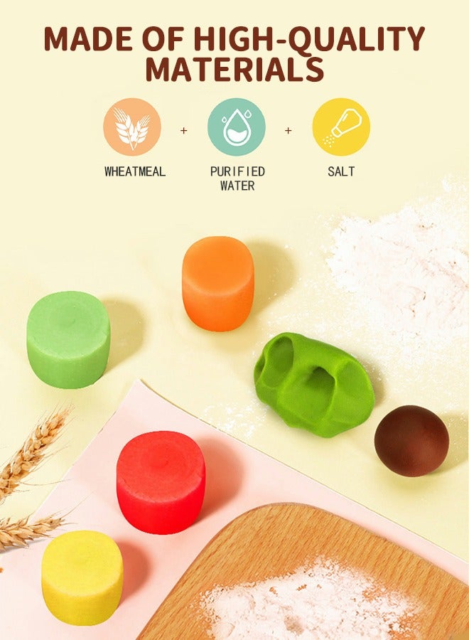GROIC Play Dough Sets, Play Food Toy with Clay for Kids Kitchen, Color Dough Tools, Hamburger Maker Play Set, DIY Playdough Accessories Party Pretend Gift for Children 12 Clays and 30 Tools Models - Image 2