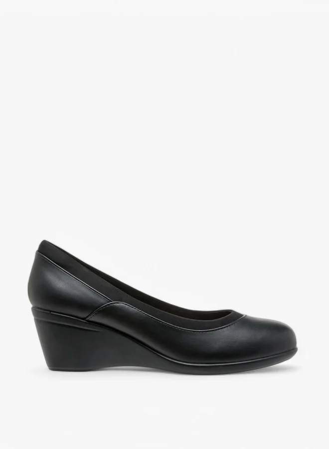 Flora Bella By Shoexpress Solid Slip-On Comfort Shoes with Wedge Heels