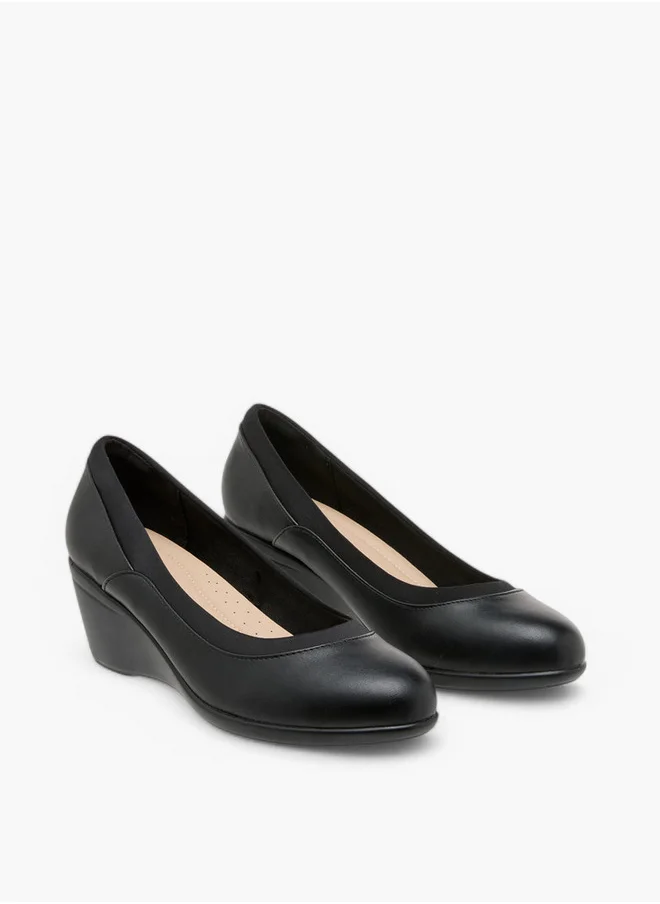 Flora Bella By Shoexpress Solid Slip-On Comfort Shoes with Wedge Heels
