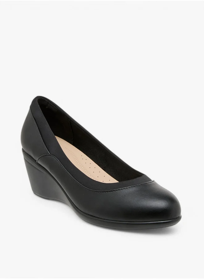 Flora Bella By Shoexpress Solid Slip-On Comfort Shoes with Wedge Heels