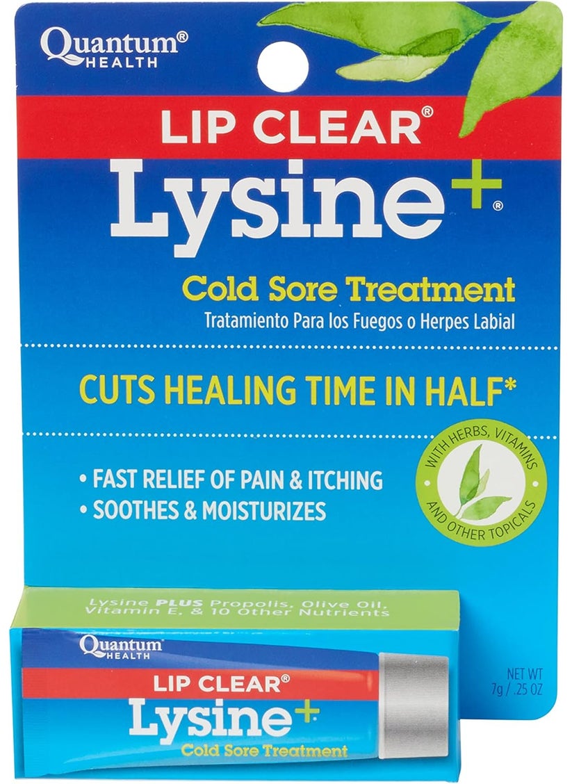 Quantum Quantum Health Lip Clear Lysine Cold Sore TreatmentFast Relief of Pain and ItchingCuts Healing Time in Half 025 Ounce Pack of 4  - Image 1