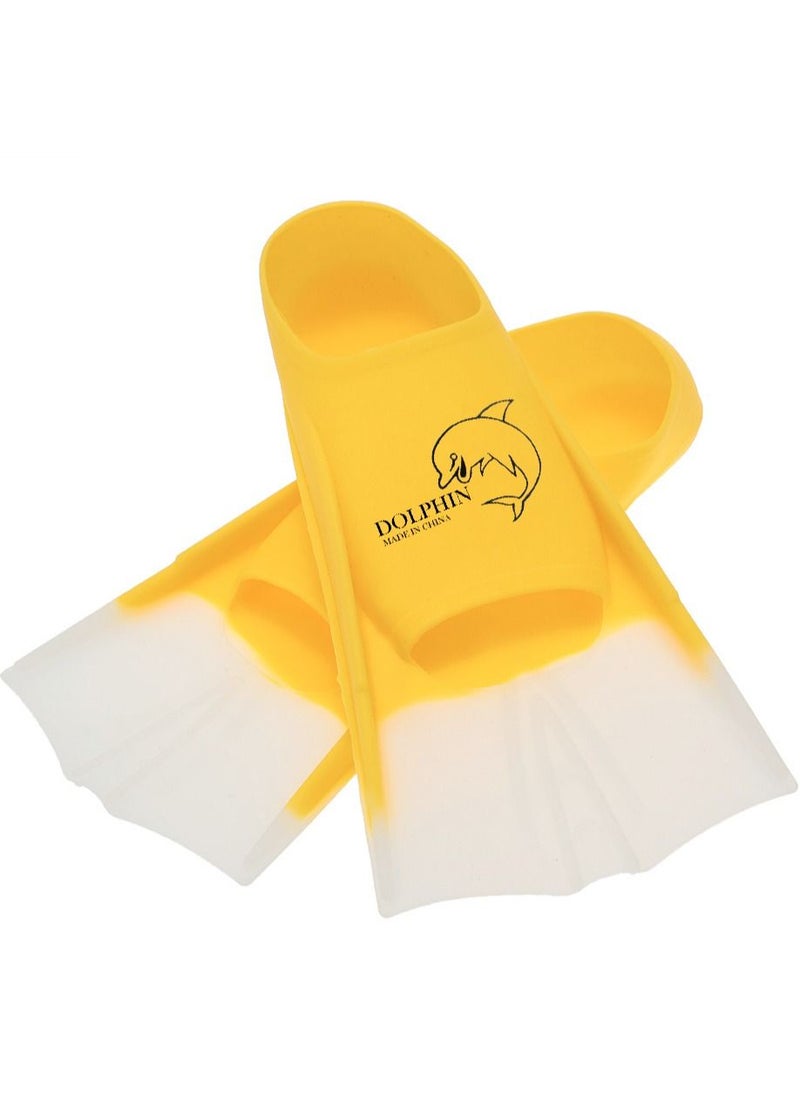Dolphin Silicone Swim Training Short Fins, Yellow/White, Size XL (42-44)  - Image 3