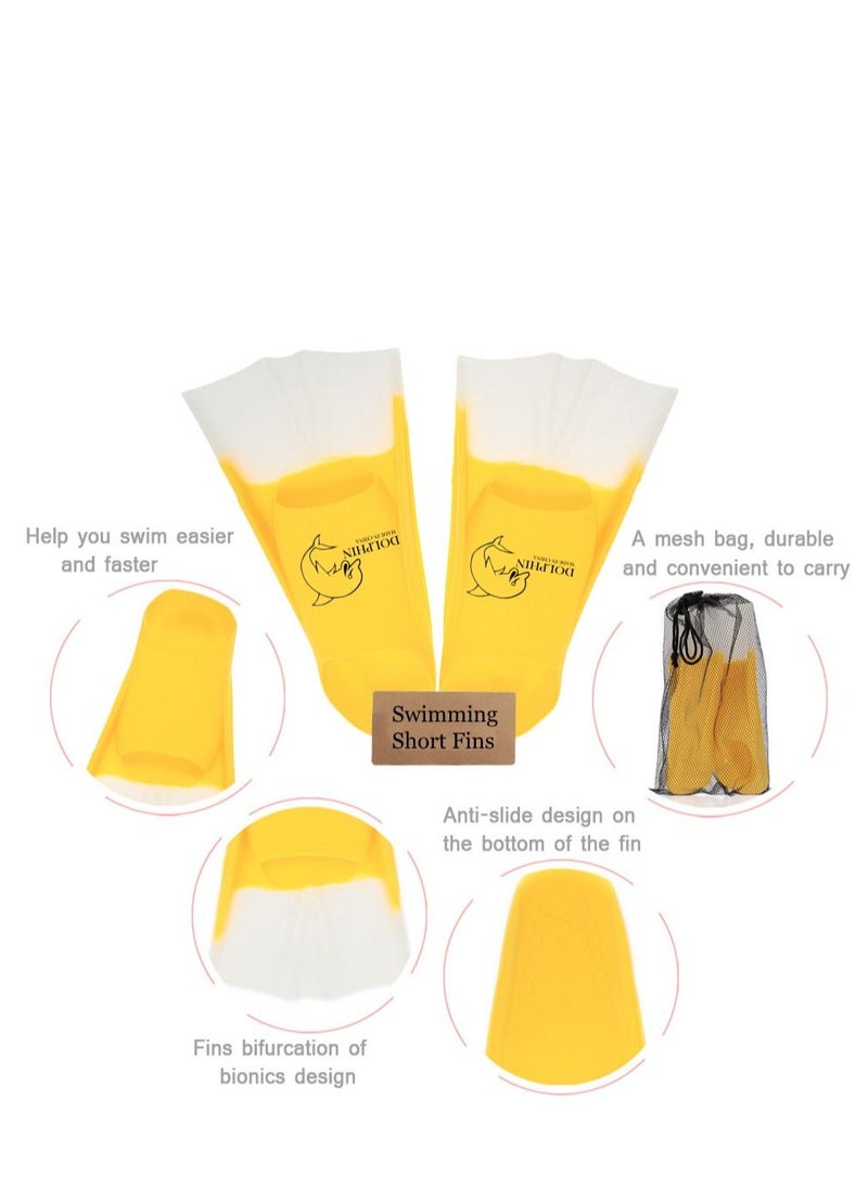 Dolphin Silicone Swim Training Short Fins, Yellow/White, Size XL (42-44)  - Image 5