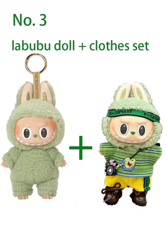POP Pop Mart Labubu The Monsters Tasty Macarons Green Grape Vinyl Plush Pendant + Doll Clothes  - Image 1