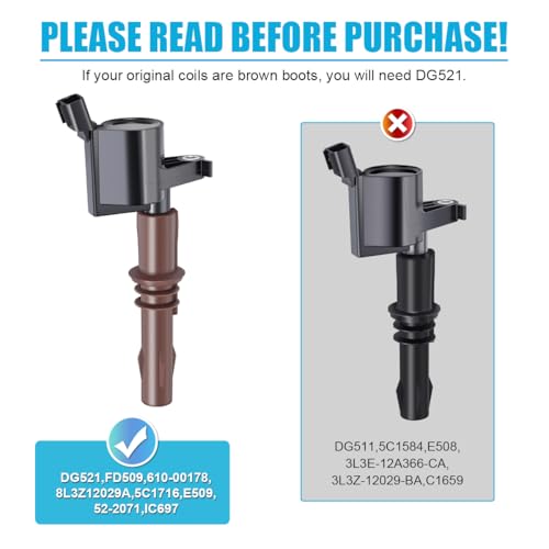 Micro Set of 8 Ignition Coils Pack DG521 and Iridoplatinum Spark Plugs SP-509 Compatible with F150 F250 F350 Expedition Trac Mustang Lincoln Mark LT Navigator Mercury V8 4.6L 5.4L 6.8L Replaces IC697 - Image 2