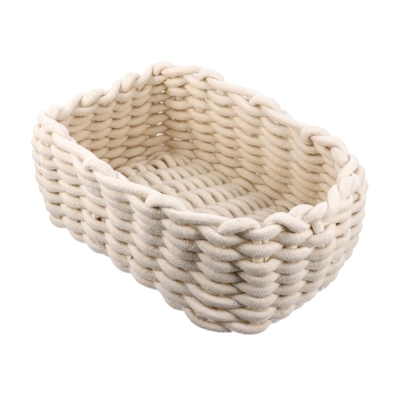 Handwoven Cotton Storage Basket With Handles Small Natural Color For Nursery And Tabletop Use - Image 2