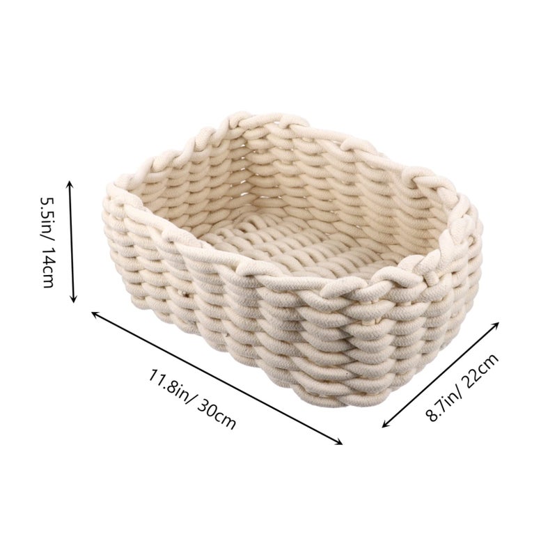 Handwoven Cotton Storage Basket With Handles Small Natural Color For Nursery And Tabletop Use - Image 3