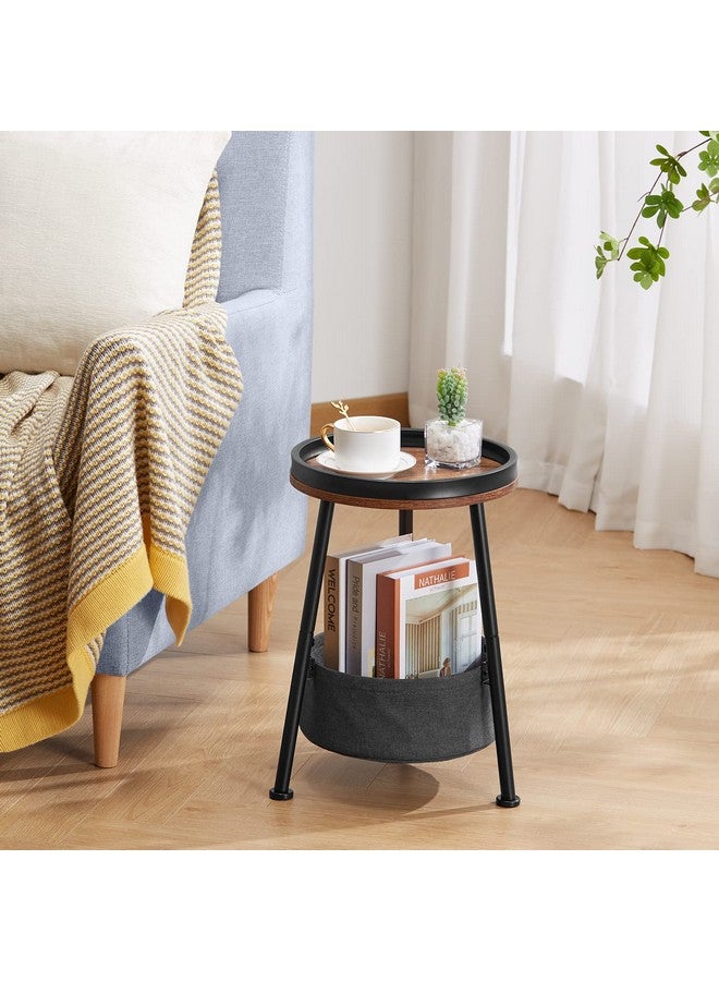 LEMONDA Small Round End Table, 2 Tier Round Side Table with Storage Basket,11.8”D*17.8”H Small Round Table,Sofa Side Table,Small Round Nightstand for Living Room Bedroom - Image 5