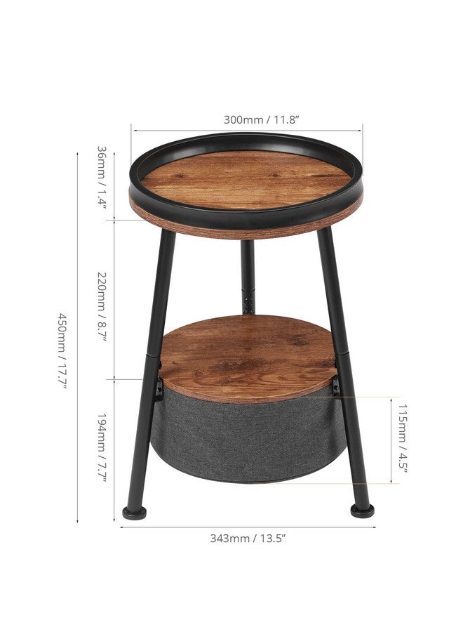 LEMONDA Small Round End Table, 2 Tier Round Side Table with Storage Basket,11.8”D*17.8”H Small Round Table,Sofa Side Table,Small Round Nightstand for Living Room Bedroom - Image 3