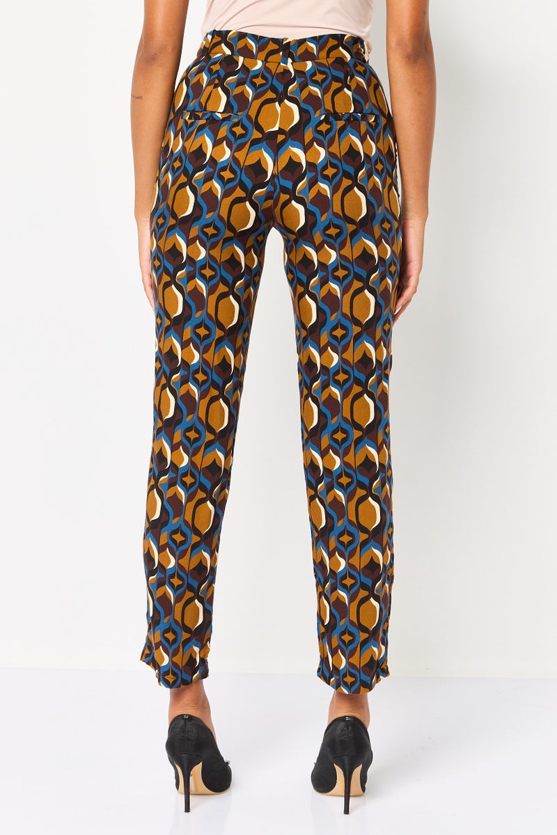 promod Women Regular Fit Allover Print Straight Leg Pants, Multicolor - Image 4