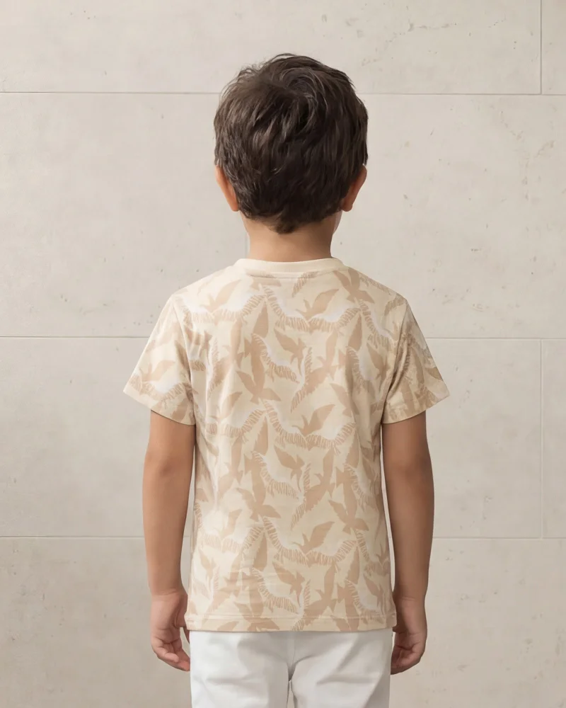 Redtag Boys Beige Printed T-Shirt
