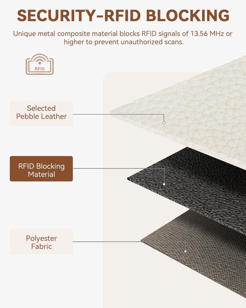 BOSTANTEN Slim Wallet for Women Small RFID Blocking Credit Card Holder Leather Bifold Wallets with Zipper Coin Pocket Beigeï¼†Brown - Image 5