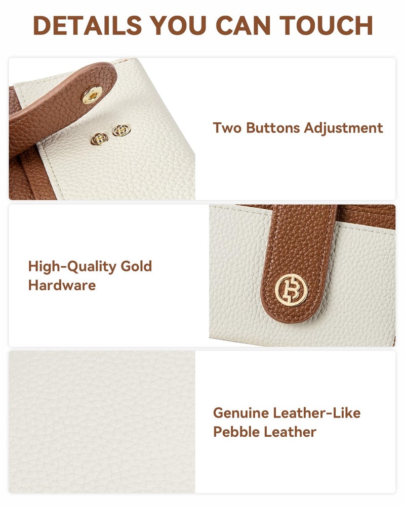 BOSTANTEN Slim Wallet for Women Small RFID Blocking Credit Card Holder Leather Bifold Wallets with Zipper Coin Pocket Beigeï¼†Brown - Image 3