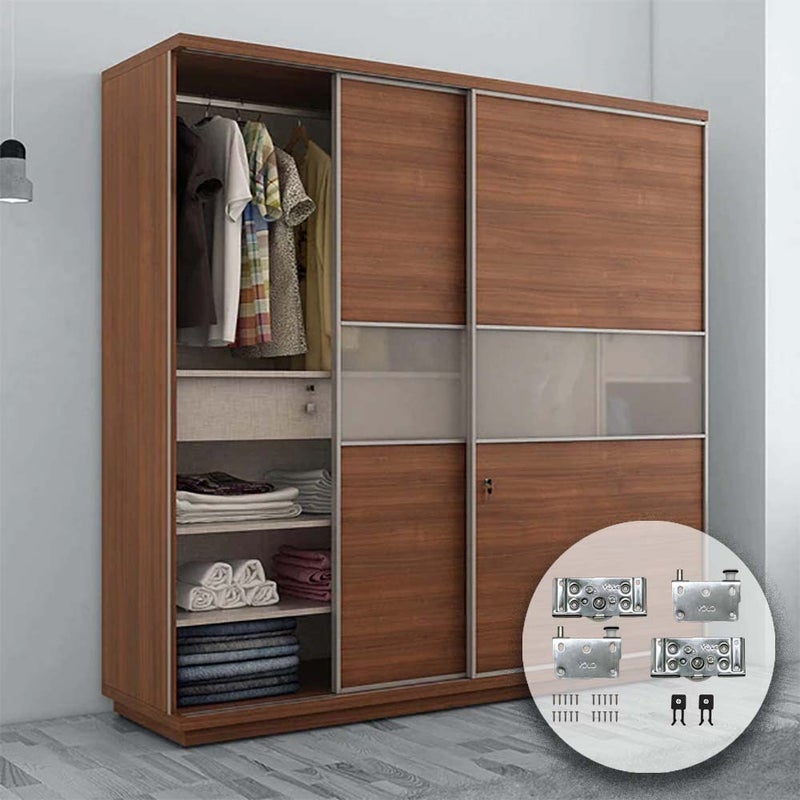 Volo Volo Wardrobe Sliding Double Track Roller for Sliding DoorsWooden Sliding Doors Glass Sliders Color Silver  - Image 4