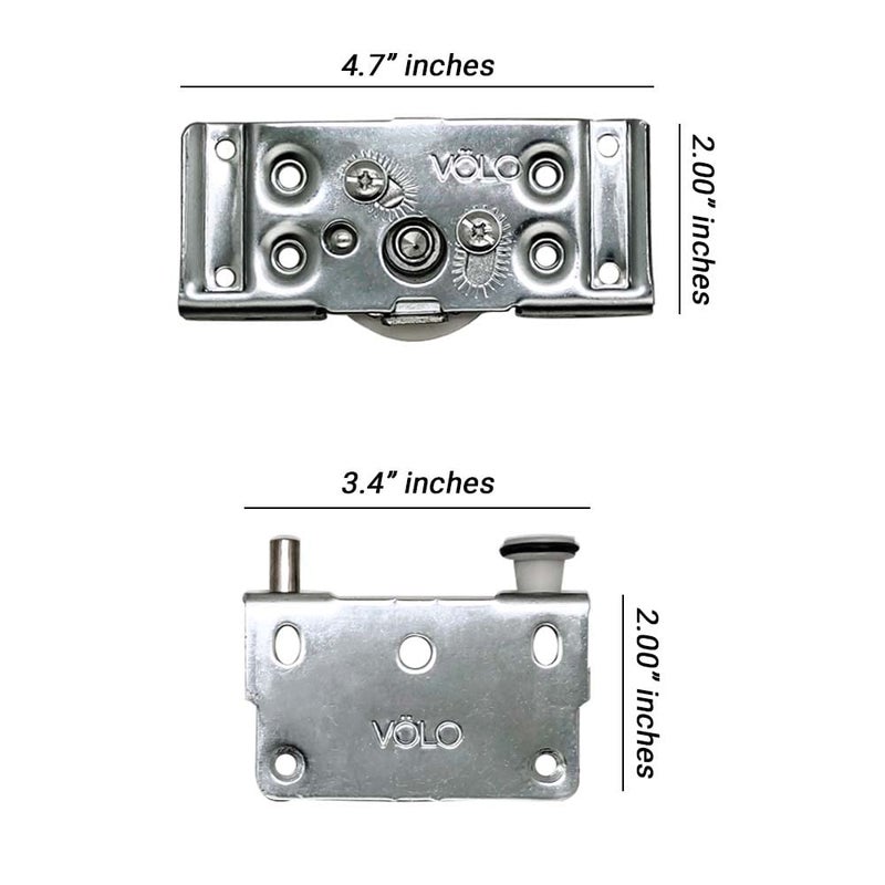 Volo Volo Wardrobe Sliding Double Track Roller for Sliding DoorsWooden Sliding Doors Glass Sliders Color Silver  - Image 2
