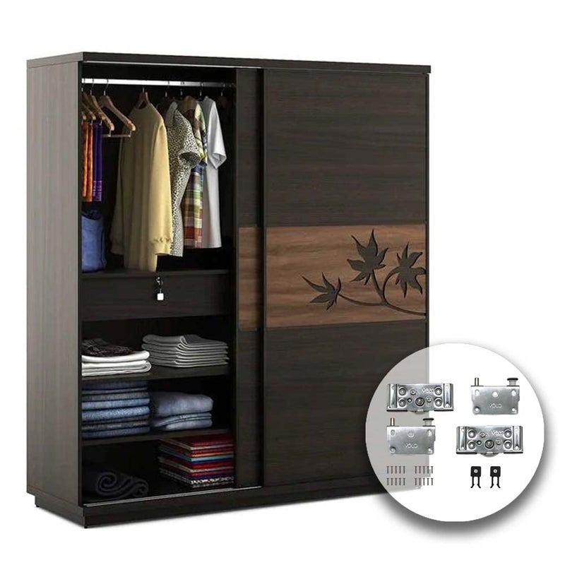 Volo Volo Wardrobe Sliding Double Track Roller for Sliding DoorsWooden Sliding Doors Glass Sliders Color Silver  - Image 3
