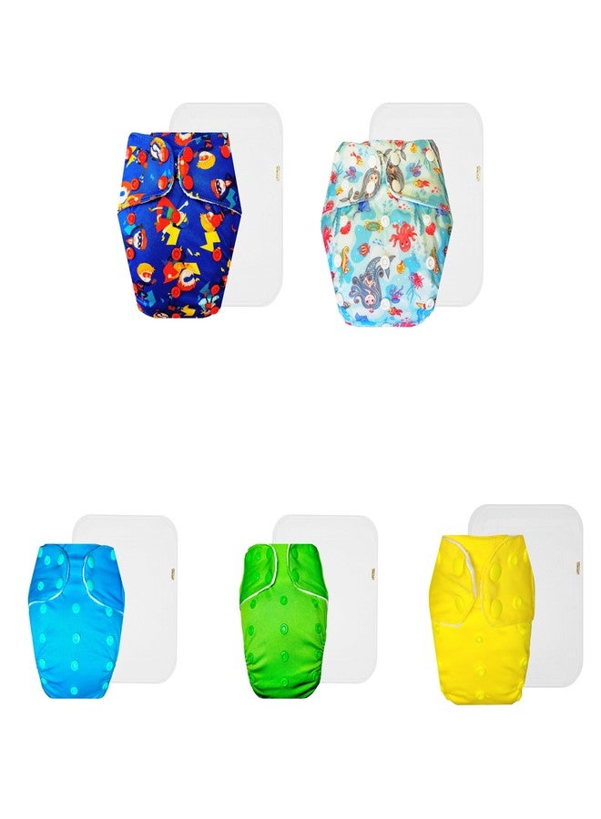 Dumbledo Premium Cloth Diaper with Cotton Insert (Pack of 5) | Dry Feel and Comfortable | Breathable | Quick Dry | Designed by Moms | 3 Months - 3 Years | Unisex Baby - Image 1