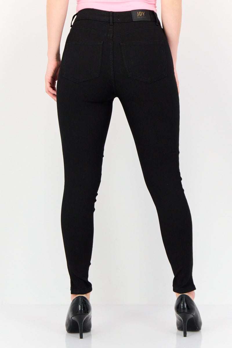 JDY Women Regular Fit Washed Stretchable Jeans, Black - Image 3