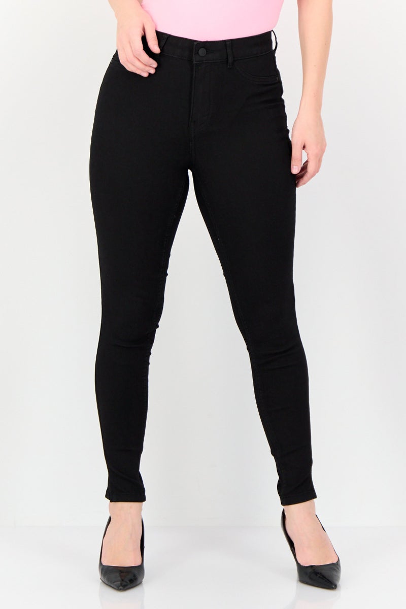 JDY Women Regular Fit Washed Stretchable Jeans, Black - Image 1