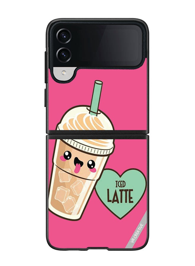 VR CREATIVE Protective Case Cover For Samsung Galaxy Z Flip4 Iced Tea Design Multicolour - Image 1