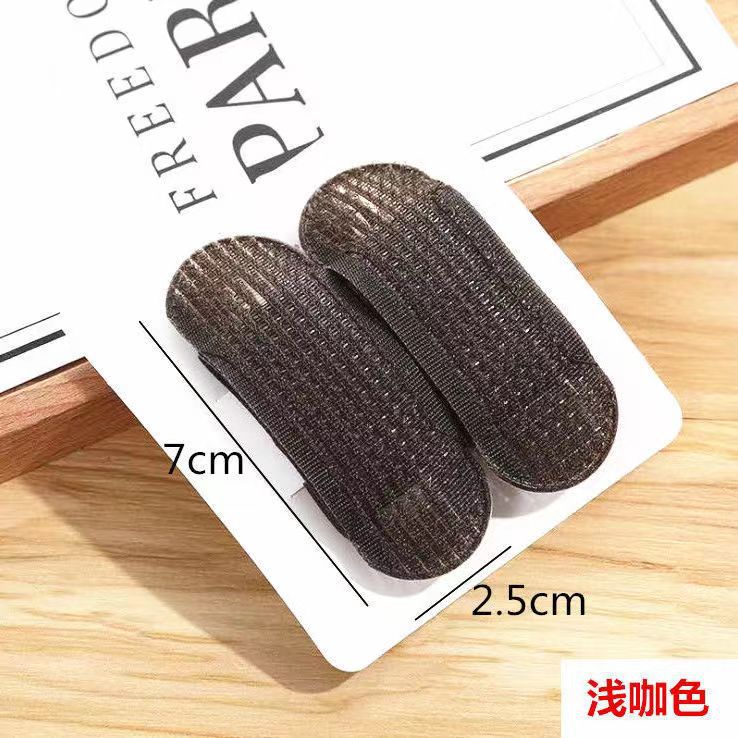 Generic Black Hair Bun Sponge Boost Volumizer Invisible Top Clip Light Curry 2 Pack 