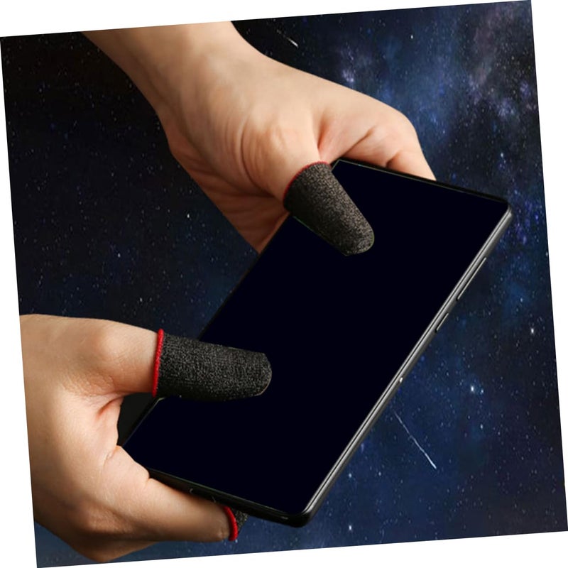 10Pcs Black Red Trim Breathable Thin Finger Sleeves For Gaming Wear Resistant Sweat Touchscreen Compatible - Image 4