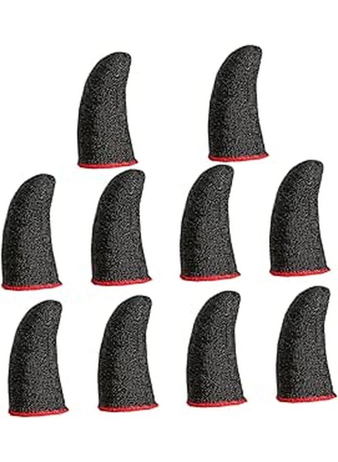 10Pcs Black Red Trim Breathable Thin Finger Sleeves For Gaming Wear Resistant Sweat Touchscreen Compatible - Image 1
