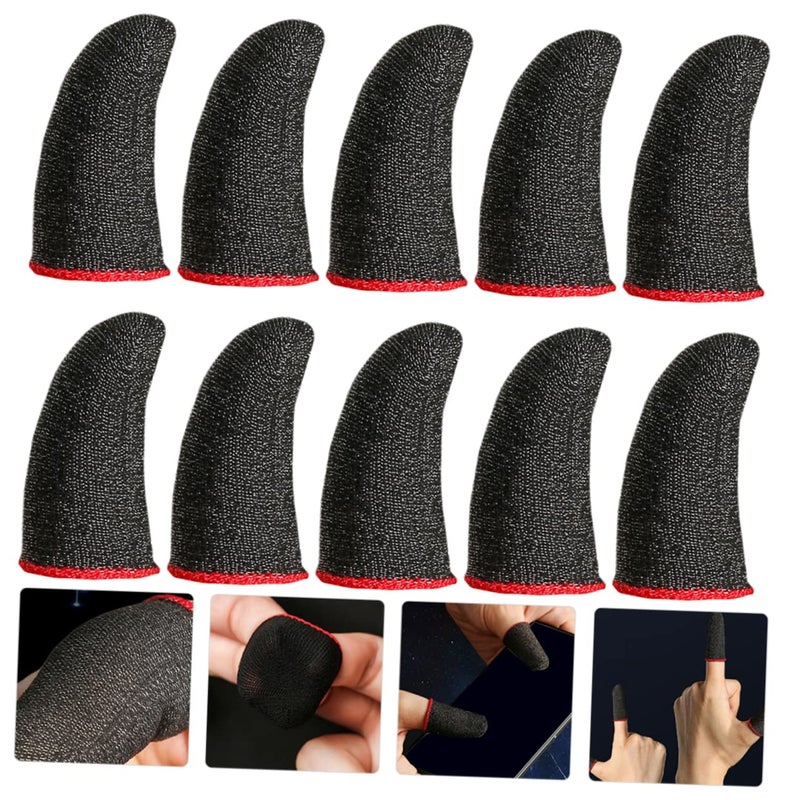 10Pcs Black Red Trim Breathable Thin Finger Sleeves For Gaming Wear Resistant Sweat Touchscreen Compatible - Image 5