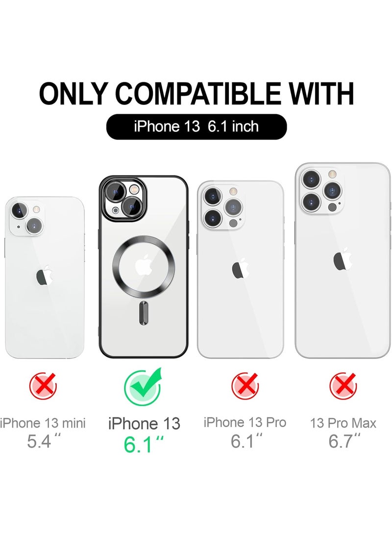 جراب مطلي بالكهرباء لهاتف iPhone 13، حماية كاملة لعدسة الكاميرا، متوافق مع الشحن اللاسلكي MagSafe، غطاء مغناطيسي ناعم مقاوم للصدمات من مادة TPU (أسود) - Image 2