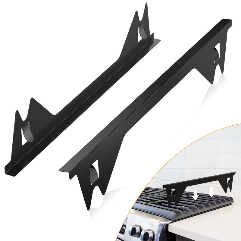 ItsNio Stove Gap Covers Stainless Steel -Length 23.4" Width 0.79",Stove Gap Filler, Oven Gap Filler, Oven Side Gap Filler, Range Trim Kit, Heat Resistant and Easy to Clean, Black(2PCS) - Image 1