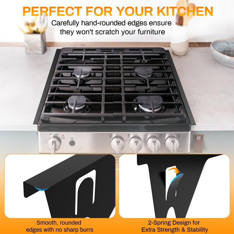 ItsNio Stove Gap Covers Stainless Steel -Length 23.4" Width 0.79",Stove Gap Filler, Oven Gap Filler, Oven Side Gap Filler, Range Trim Kit, Heat Resistant and Easy to Clean, Black(2PCS) - Image 3