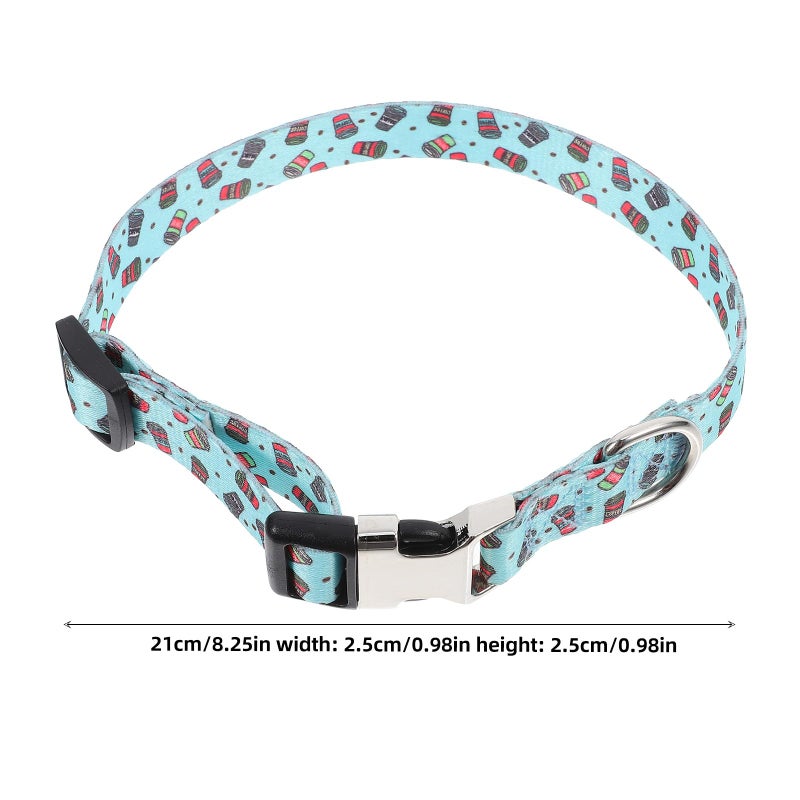 Adjustable Soft Dog Collar Printed Thickened for Small Puppies Service Dogs Size M Green Coffee Color - Image 3